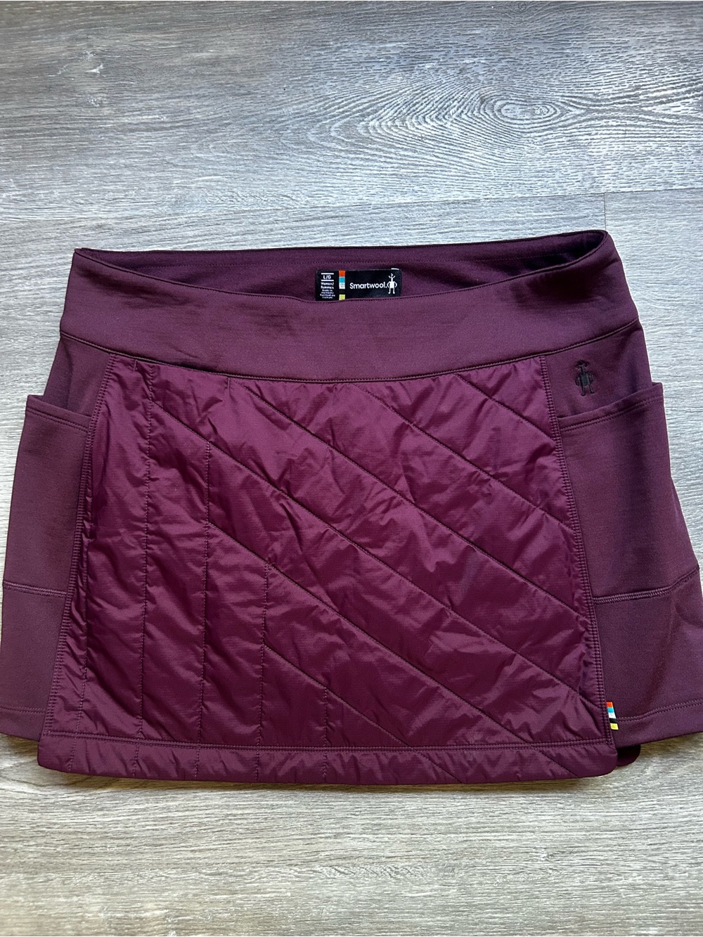 Smartwool  Smartloft Purple Black Cherry Quilted Active Pull-On Skirt Size Large